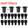 A set of 4 mesh net pots for hydroponic plant cultivation, shown in black.