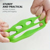 A hand holds a bright green reusable lint roller designed for pet hair and laundry.