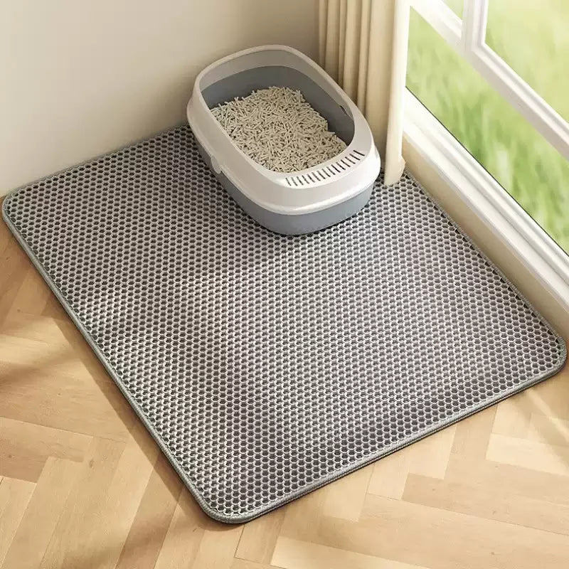 Double-Layer Waterproof Cat Litter Mat with Honeycomb Design