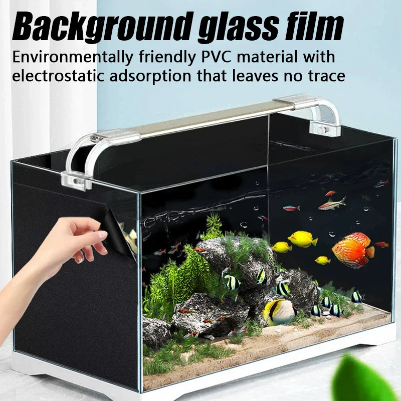 Electrostatic Aquarium Background Film – Matte Black, Water-Activated