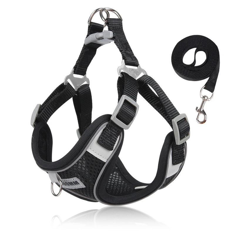 Dog Harness Leash Set with Reflective Strap for Small and Medium Dogs