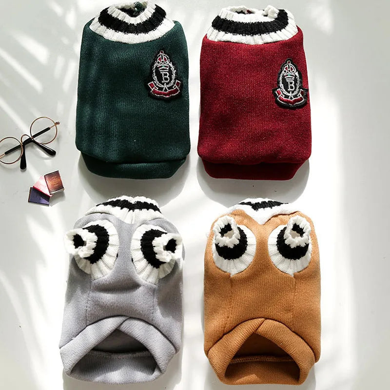 Classic V-Neck Knit Dog Sweater for Fall & Winter