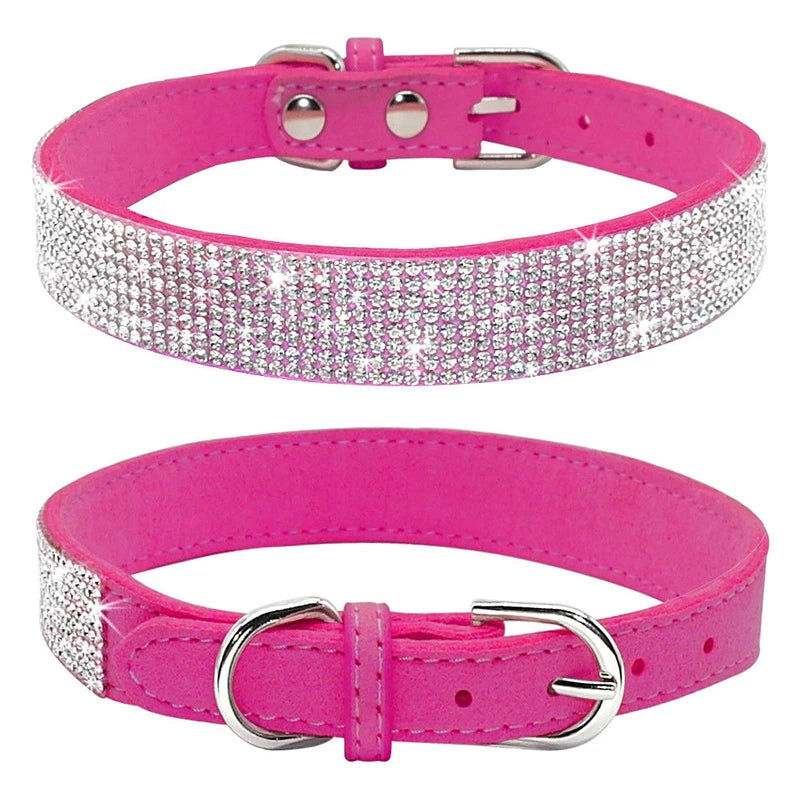 Kristall-Straß-Halsband aus Leder