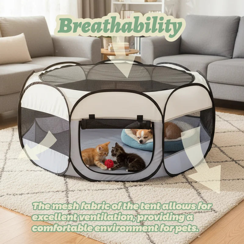 Foldable Small Pet Playpen with Cover for Indoor and Outdoor Use