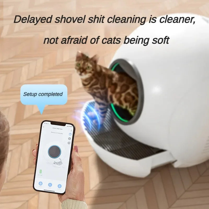 Smart Self-Cleaning Cat Litter Box with App Control and Health Monitoring