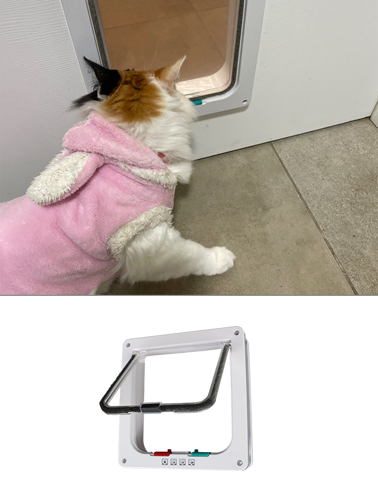 Pet Door with 4-Way Lock for Cats and Dogs - Secure, Weatherproof Flap