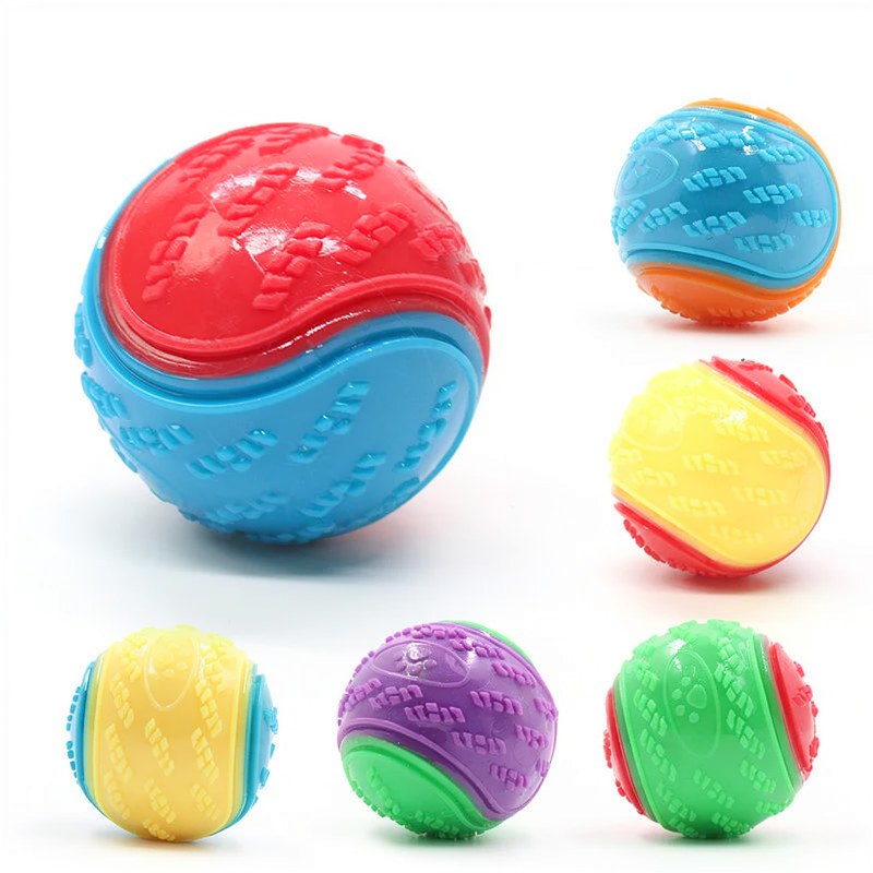 Set of 6 Squeaky Dog Balls - Durable TPR Chew Toys