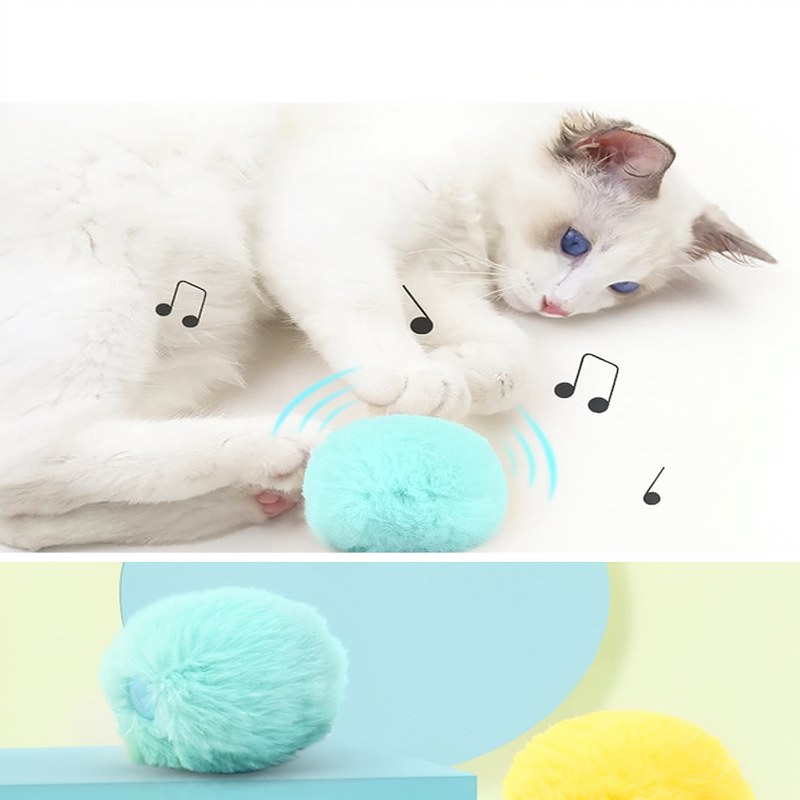 Interaktiver Plüsch-Katzenball mit Quietscher und Katzenminze