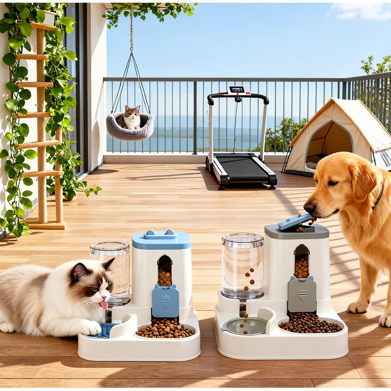 Gravity-Fed Pet Food and Water Station