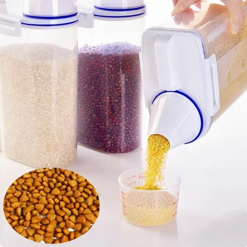 Conteneur de conservation hermétique pour croquettes avec tasse doseuse