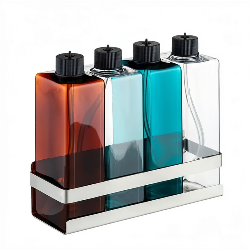 Set de Botellas Dosificadoras para Acuario de 450 ml con Base de Acero Inoxidable