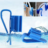 Blue silicone siphon hose clip used to secure aquarium hoses or tubes.