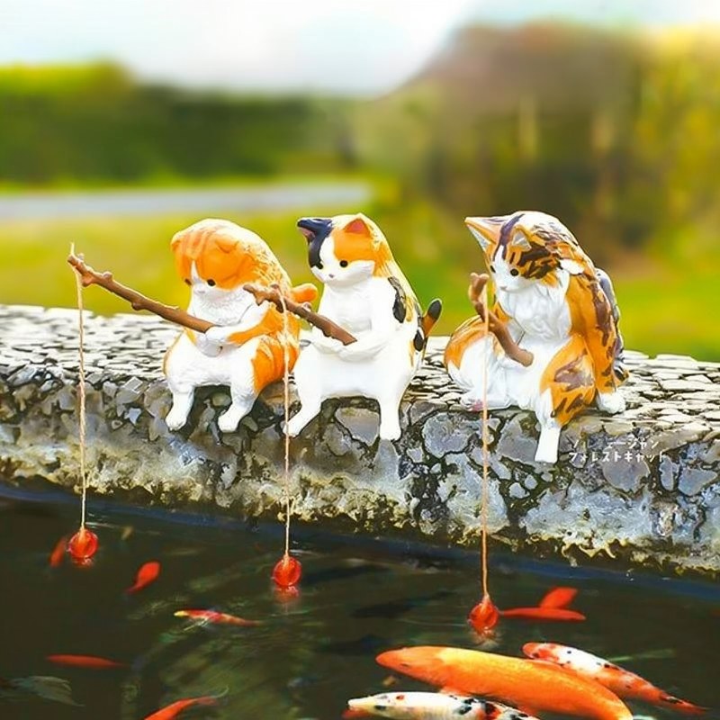 Décoration Aquarium Chat Pêcheur
