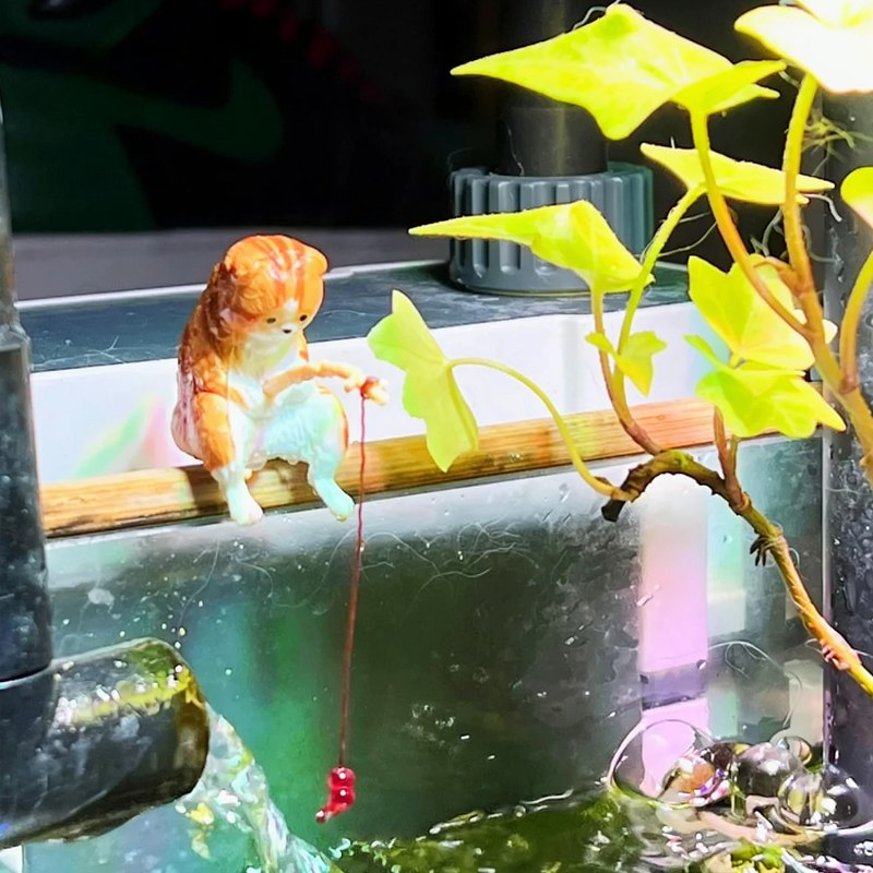 Décoration Aquarium Chat Pêcheur