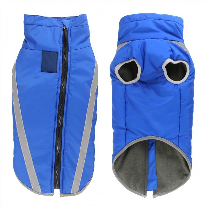 Abrigo impermeable acolchado para perro con detalles reflectantes