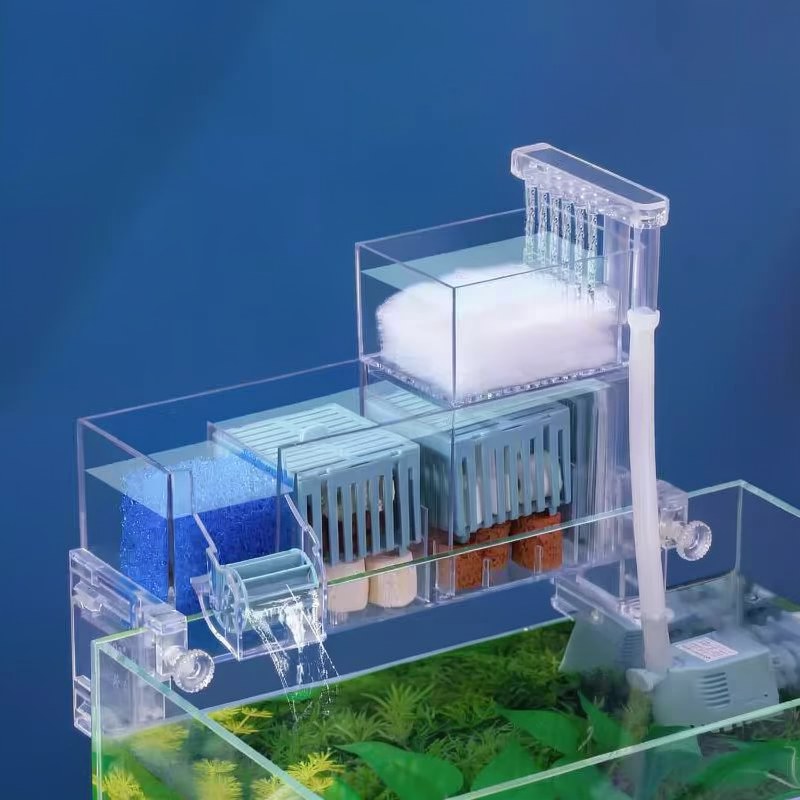 Boîtier de filtre pour aquarium mural avec pompe intégrée