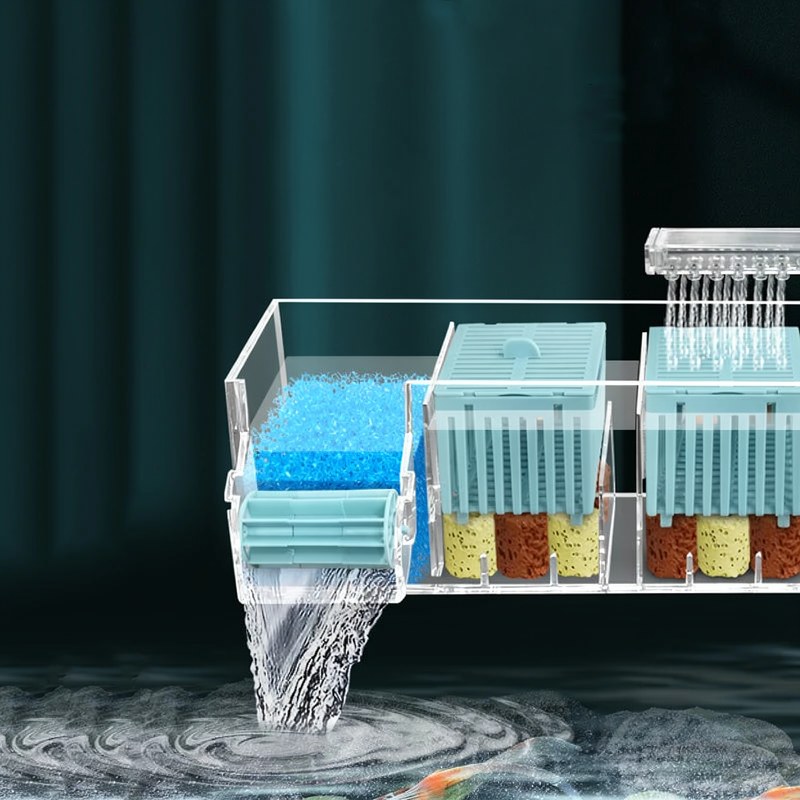 Boîtier de filtre pour aquarium mural avec pompe intégrée