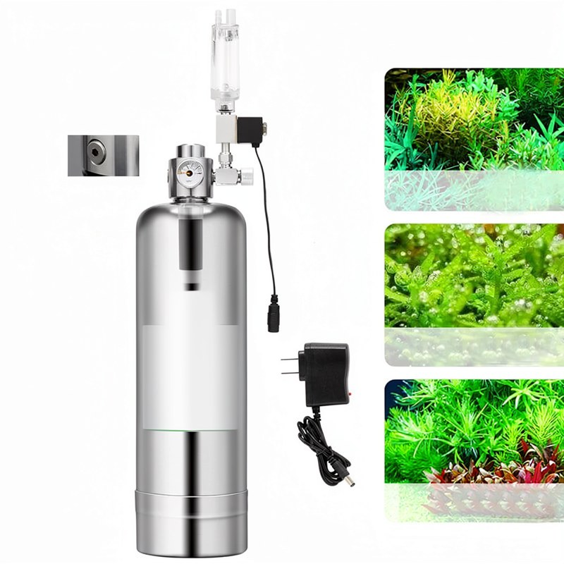 Système de générateur de CO2 pour aquarium en acier inoxydable avec réservoir et régulateur