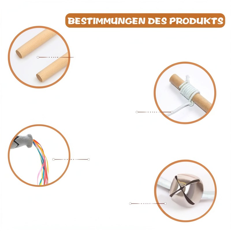 Interactive Cat Wand Toy with Wooden Handle