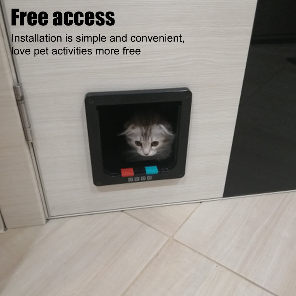 Pet Door with 4-Way Lock for Cats and Dogs - Secure, Weatherproof Flap