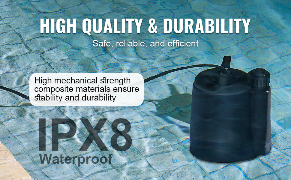 Submersible Utility Pump – 1/3 HP, 2450 GPH for Fast Water Removal